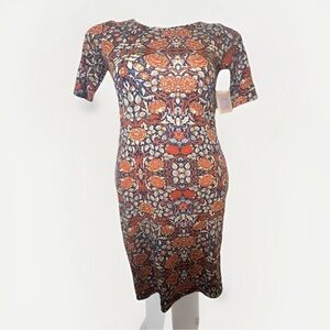 Blue And Orange LulaRoe Julia Dress Size Small with Reglan Sleeves NWT